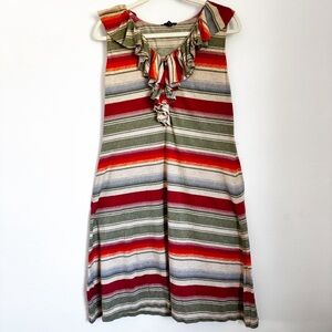 Ralph Lauren Jeans Co Women’s Dress Size M Sleeveless Ruffle Collar Striped